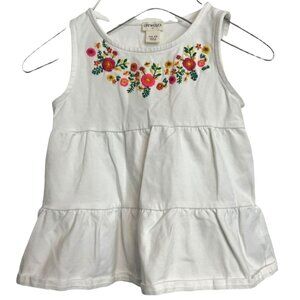 Crewcuts Tank Blouse Girls White Floral Embroidered Sleeveless Tiered Size 4-5